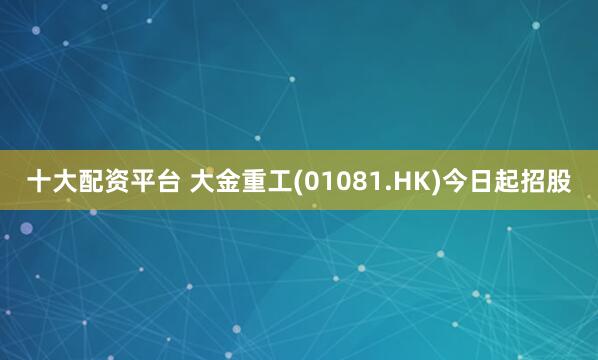 十大配资平台 大金重工(01081.HK)今日起招股